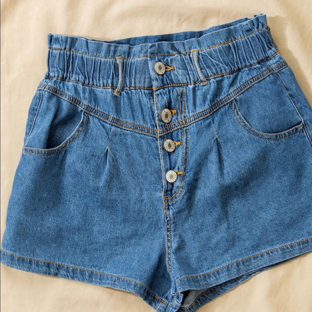 Just In!! Paperbag Button fly Denim Mom Shorts